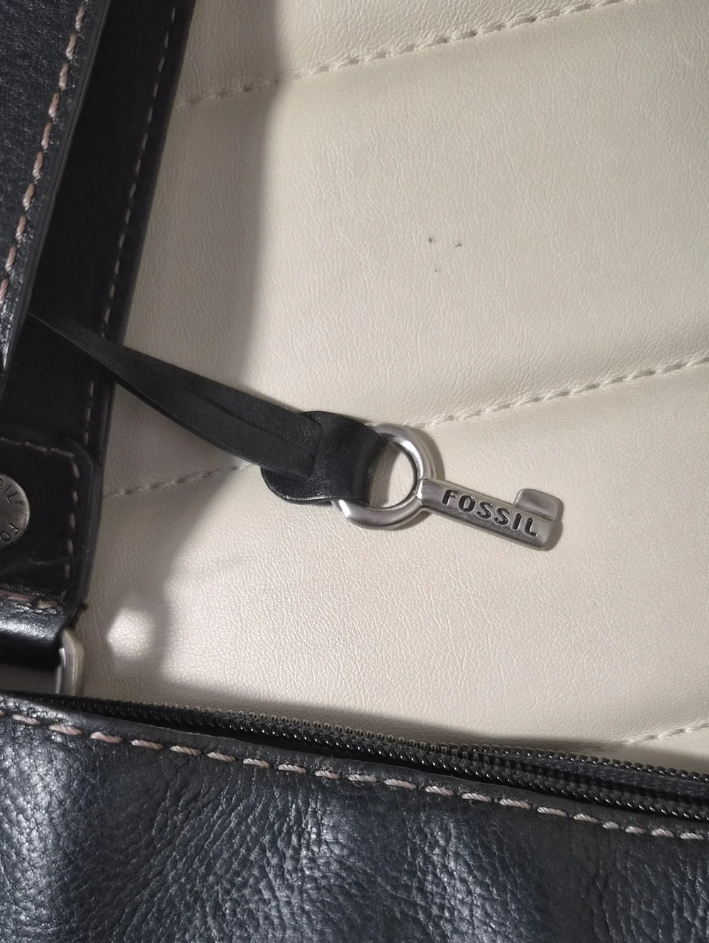 Fossil Classic Black Leather Shoulder Bag Y2K